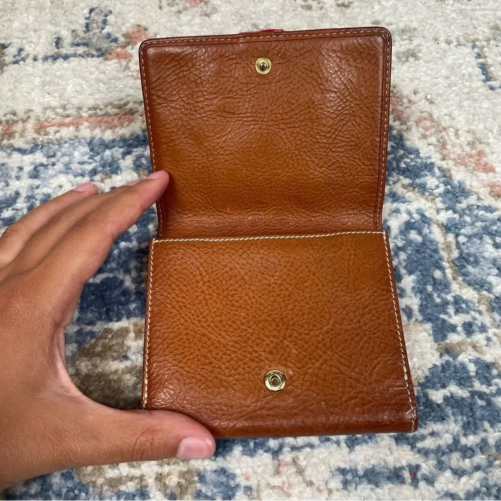Vintage Kate Spade Red, Pink, and Tan Patterned Wallet Leather and Canvas